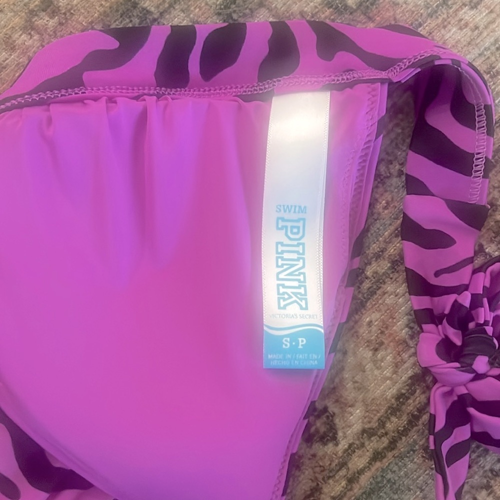 Victoria's Secret PINK Like New Purple & Black Zebra Bikini Size Small - Picture 4 of 7